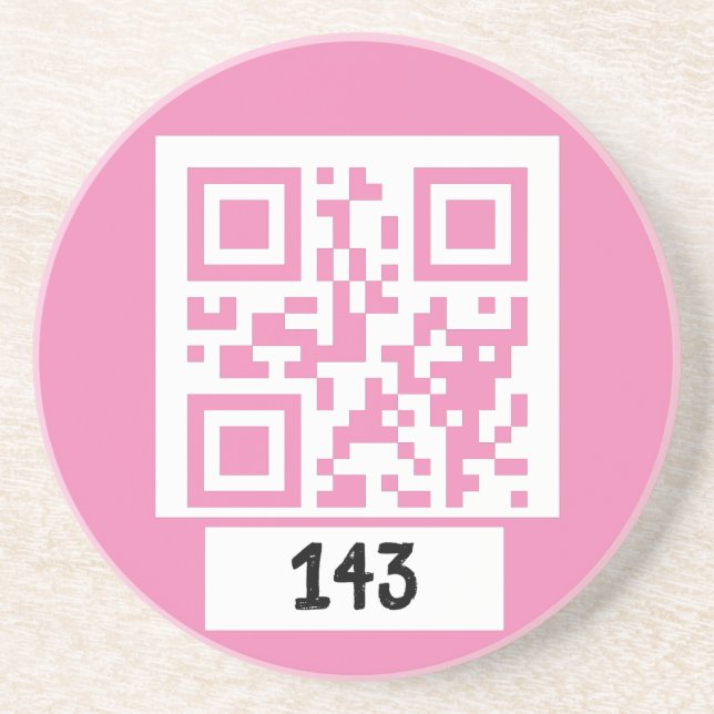 143 secret QR code message, decode it, say it. PNK Coaster (Front)