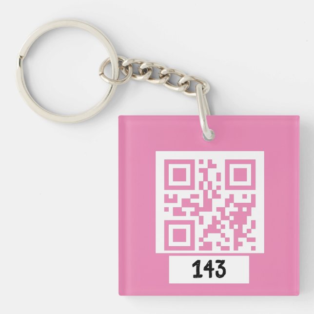 143 secret QR code message, decode it, say it. PNK Keychain (Front)