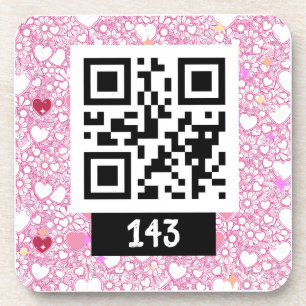 143 secret QR code message, say it decode it. v3 Beverage Coaster