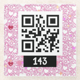 143 secret QR code message, say it decode it. v3 Glass Coaster