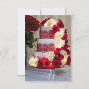 1458-Wedding Cake, Bouquet, Rings and Veil Invitation