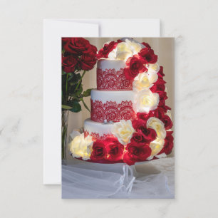 1458-Wedding Cake, Bouquet, Rings and Veil Invitation