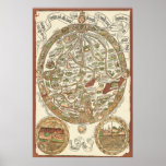1480 Woodcut World Map Poster