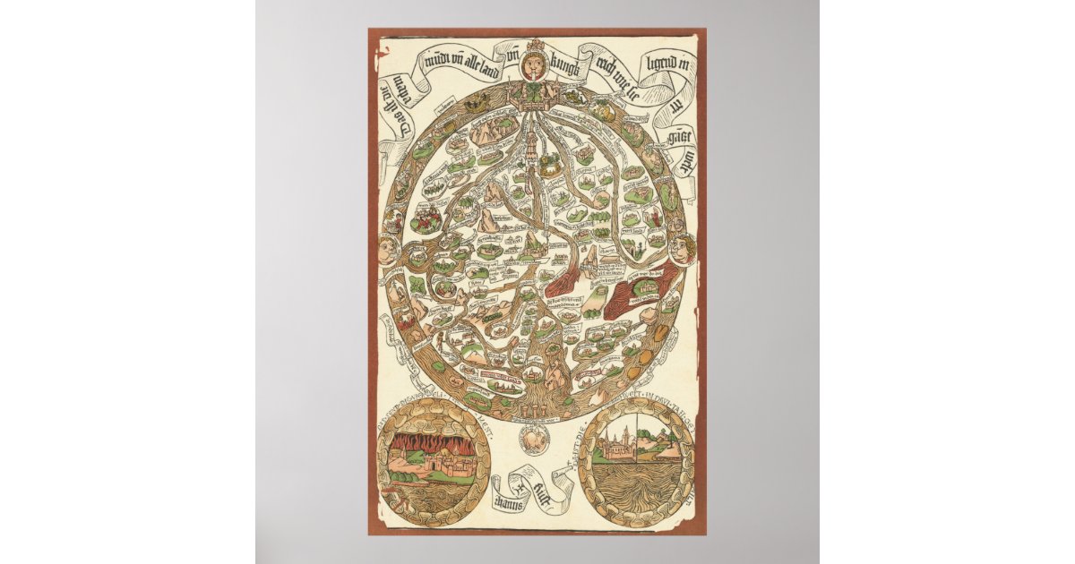 1480 Woodcut World Map Poster | Zazzle