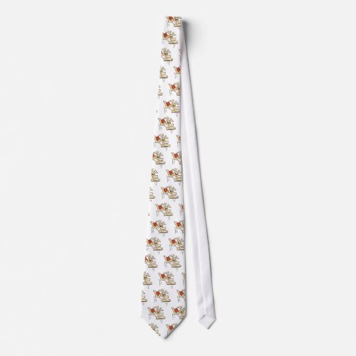 148  funny cute hopping bunny rabbit red flowers a neck tie