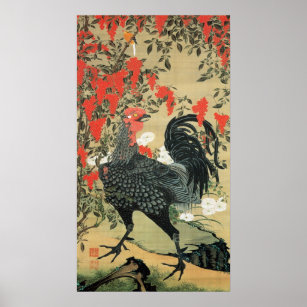 Personalized 14 南天雄鶏図 若冲 Red Nuts And Rooster Jakuchu Gifts On Zazzle