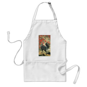 14. 南天雄鶏図, 若冲 Red Nuts and Rooster, Jakuchu Adult Apron