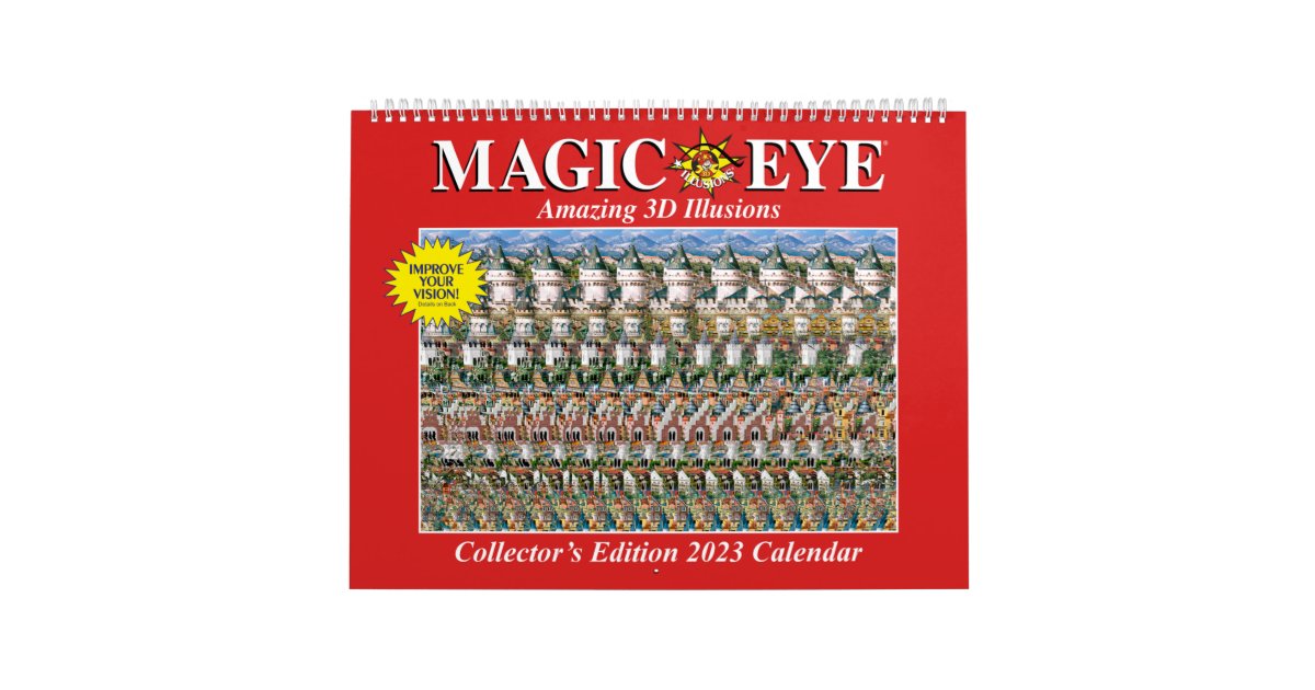 14 1/4"w USA Magic Eye 2023 Wall Calendar Zazzle