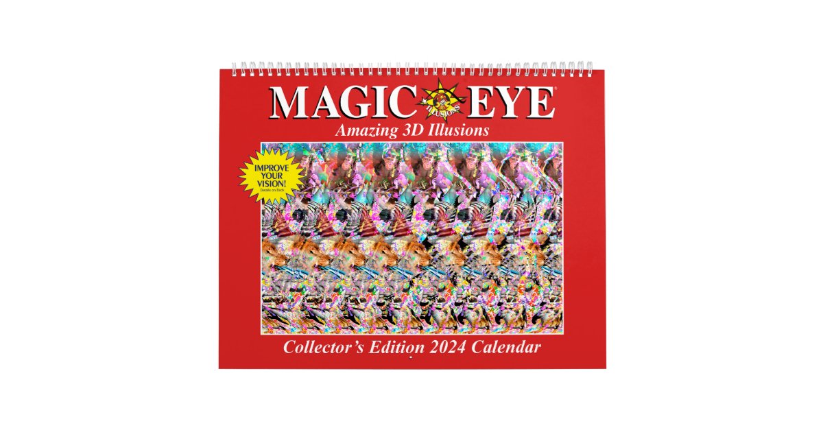 14.25" wide 2024 USA Magic Eye Calendar Zazzle