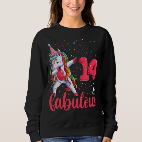 14 And Fabulous Birthday Outfit Birthday Teen Gir Sweatshirt