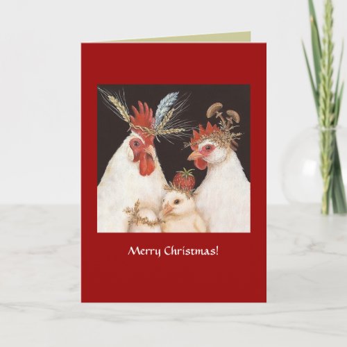 14 Chicken family Christmas card