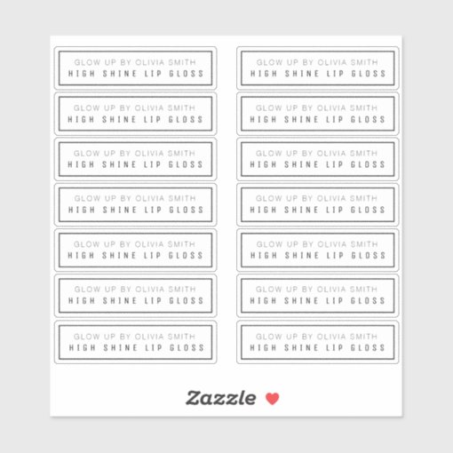 14 Clear Lip Gloss Labels 2.9 X .85 Inches Zazzle