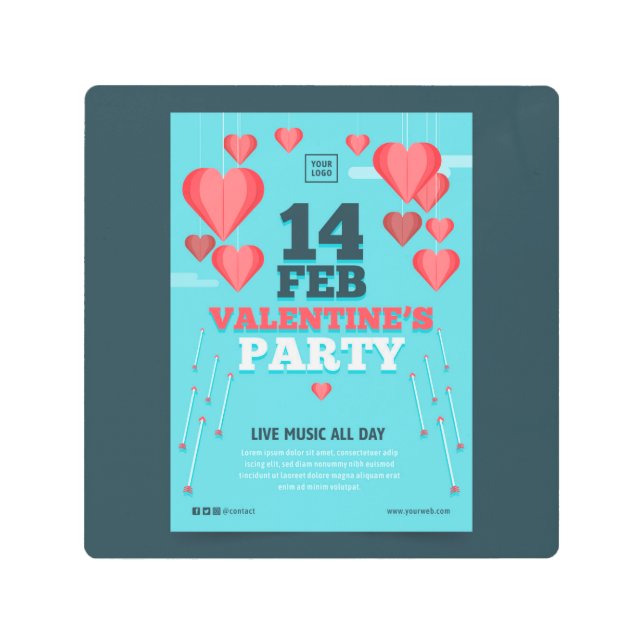 14 FEB Valentine's Party  Metal Print (Front)