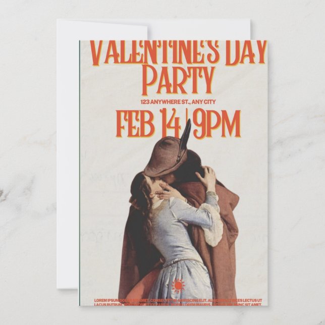 14 February Valentine's Rad Beige Party invitation (Front)