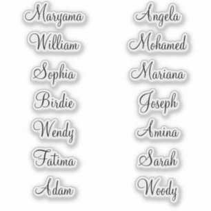 14 First Names Elegant Calligraphy Stickers