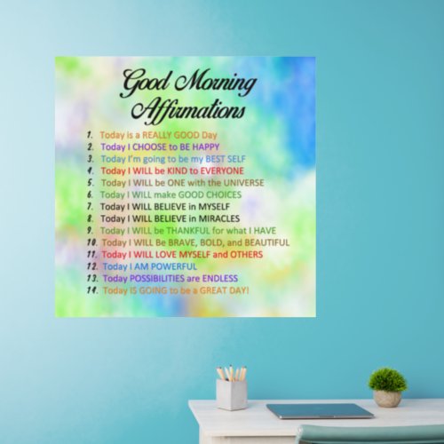 14 Good Morning Affirmations for Positive Living Wall Decal