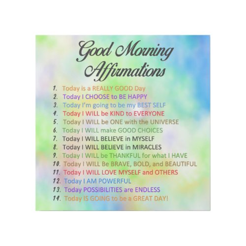 14 Good Morning Affirmations  Gallery Wrap