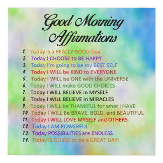 14 Good Morning Affirmations - Positive Thinking  Faux Canvas Print