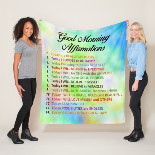 14 Good Morning Affirmations _ Positive Thinking Fleece Blanket