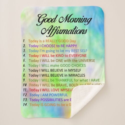14 Good Morning Affirmations _ Positive Thinking Sherpa Blanket