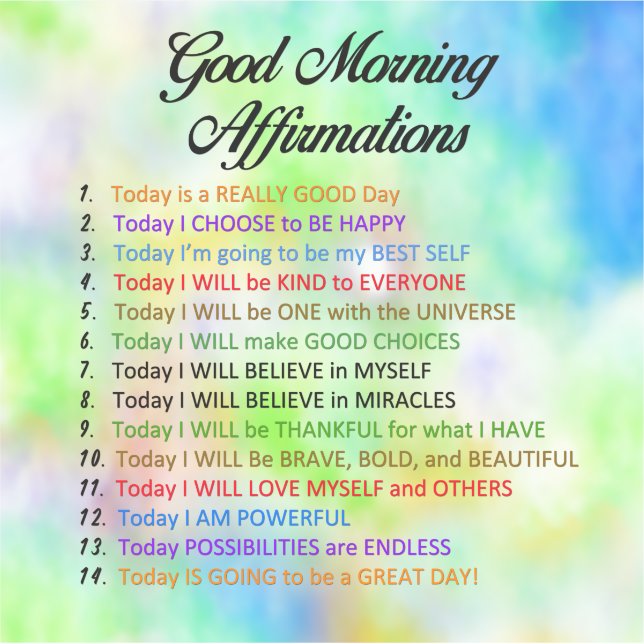 14 Good Morning Affirmations - Positive Thinking Sticker (Front)