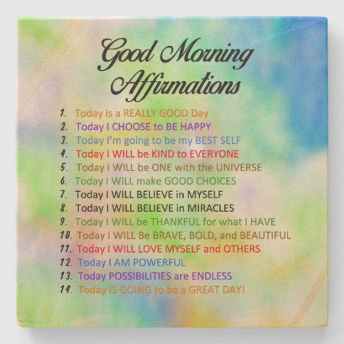 14 Good Morning Affirmations Stone Coaster
