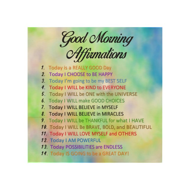 14 Good Morning Affirmations Wood Wall Art (Front)
