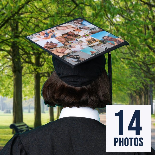 14 Haphazardly Overlapping Photos Collage Template Graduation Cap Topper (Creator Uploaded)