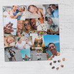 14 Haphazardly Overlapping Photos Collage Template Jigsaw Puzzle<br><div class="desc">Square photo collage puzzle personalized with 14 of your photos in a vertical collage of overlapping photos without any borders.</div>