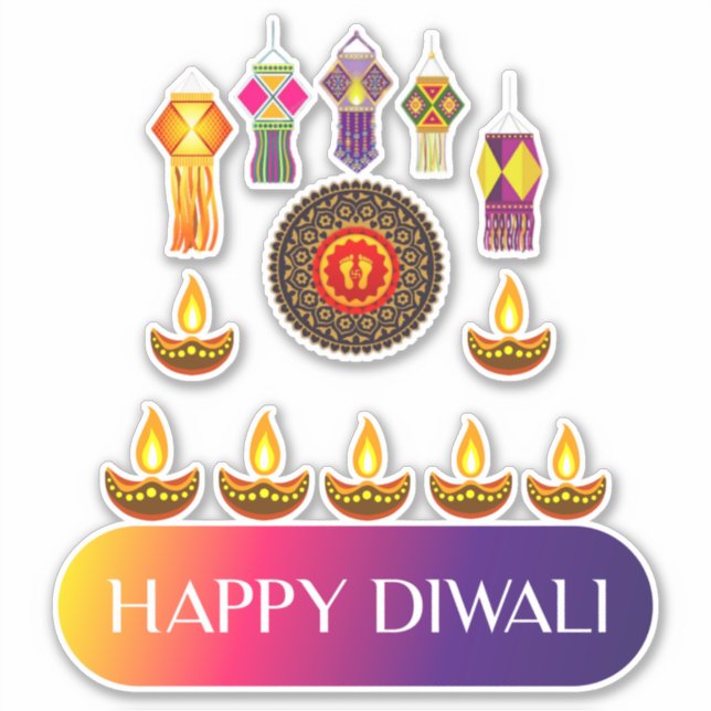 #14.Happy Diwali the festival of lights of India  Sticker (Front)