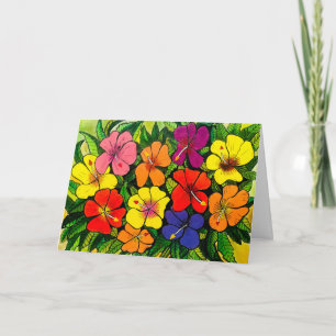 14 - Hibiscus Color Flowers Card