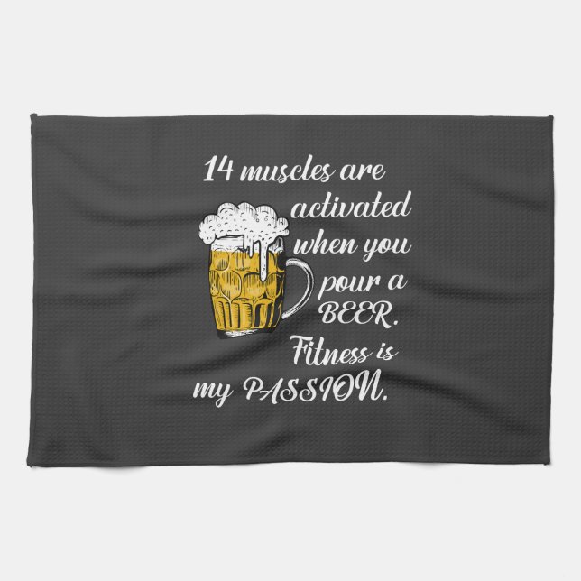 14 Muscles activated when you pour a Beer. Kitchen Towel (Horizontal)
