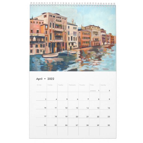 14 Paintings of Venice Italy Calendar