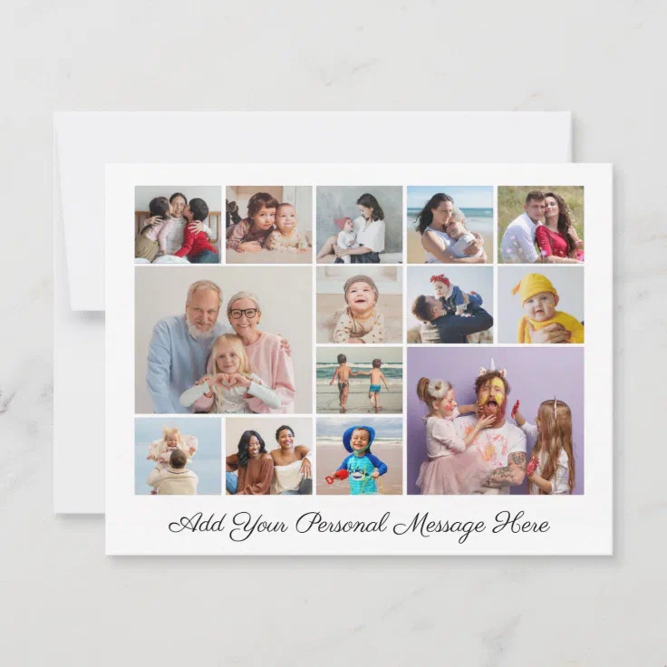 14 Photo Collage Add Your Own Greeting Card | Zazzle
