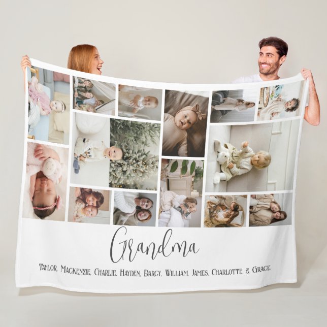 14 Photo collage and text template personalized Fleece Blanket (In Situ)