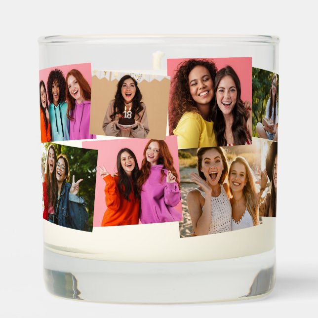 14 photo collage fun custom text scented candle (Front)