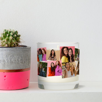 14 Photo Collage Fun Custom Text Scented Candle by LeaDelaverisDesign at Zazzle