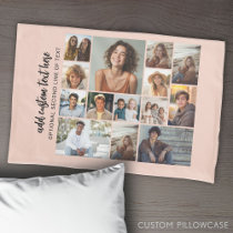 14 Photo Collage Grid - 2 Text boxes - gallery Pillow Case
