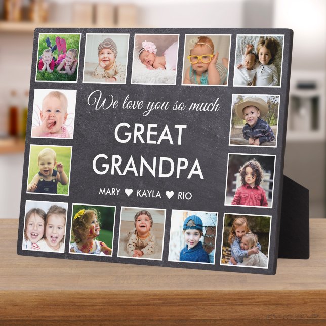 14 Photo Collage Love You Great Grandpa Chalkboard Plaque (Creator Uploaded)
