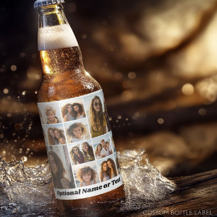 14 Photo Collage - Modern Minimal White Beer Bottle Label
