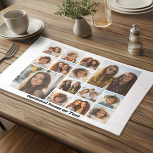 14 Photo Collage - Modern Minimal White Cloth Placemat