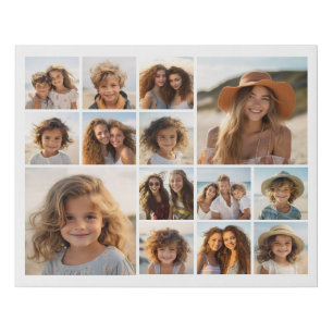 14 Photo Collage - Modern Minimal White Faux Canvas Print