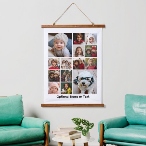 14 Photo Collage Montage and Text _ Can Edit White Hanging Tapestry