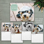 14 Photo Full Coverage - Art Deco Name Mint Calendar<br><div class="desc">Add your favorite photos to make a modern photography calendar. Each month includes room for a full photo. There is also a space on the front and the back to customize with more pictures.</div>