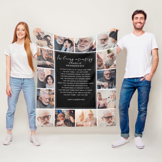 14-Photo In Loving Memory Name & Custom Quote Fleece Blanket
