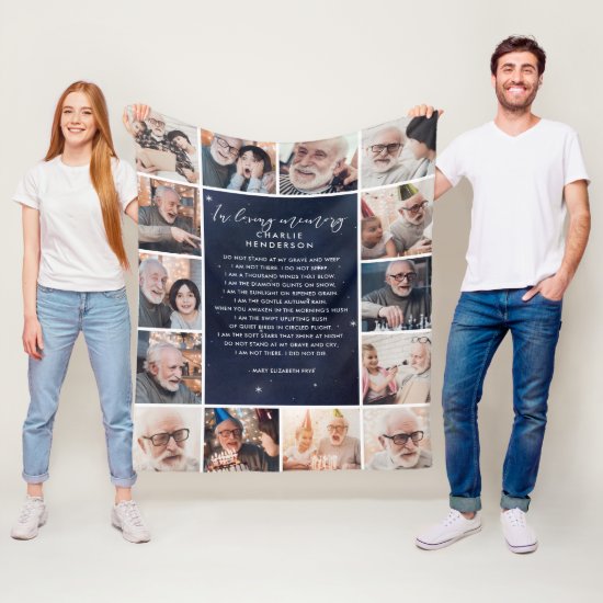 14-Photo In Loving Memory Night Sky Custom Quote Fleece Blanket