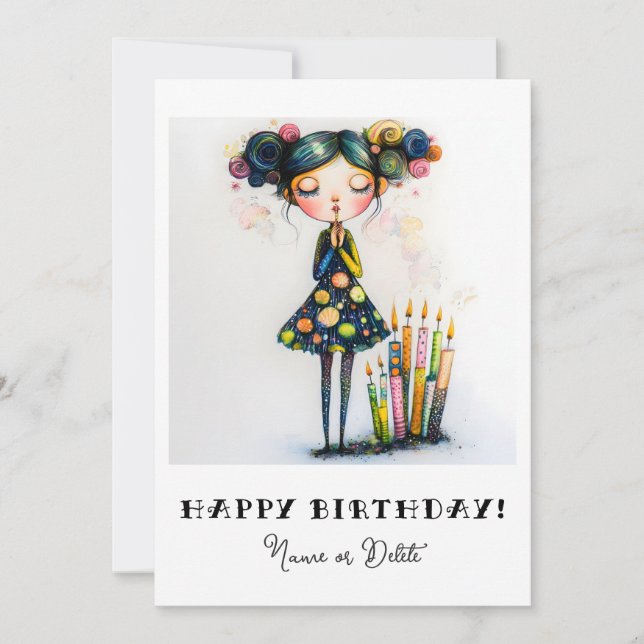 *_* 14  PHOTO NAME Birthday Personalize Whimsical Invitation (Front)