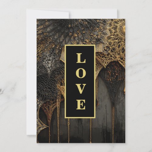 *~ 14 RSVP AR26 QR Gold Lace LOVE Luxury Wedding  Invitation