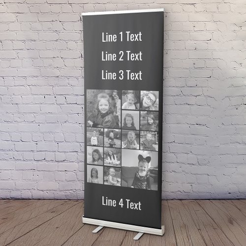 14 Square Photo Collage with Custom Text Retractable Banner