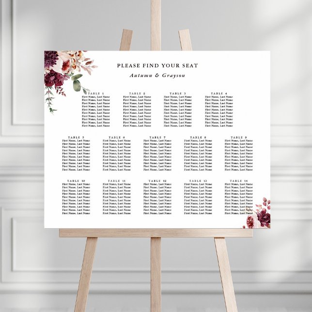 14 Table Autumn Romance Wedding Seating Chart (Creator Uploaded)